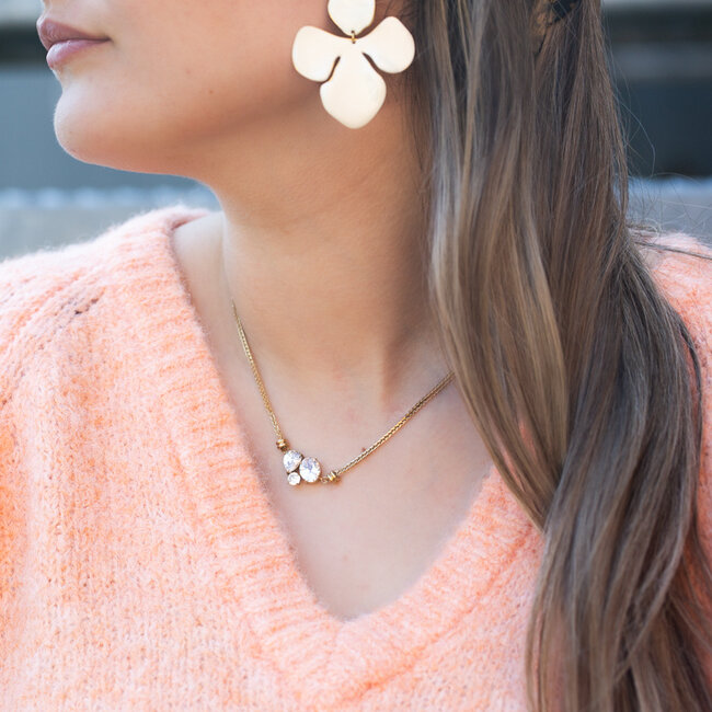 ZAG  Bijoux Goud stoere schakelketting met crystal stenen