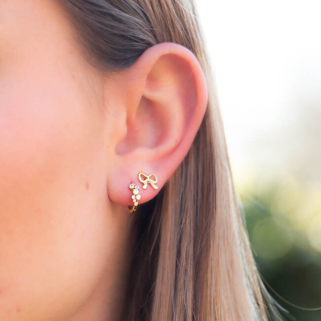KARMA Goldplated zirconia shiny oorbellen of strikjes