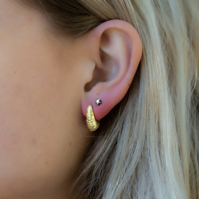 KARMA Goldplated zirconia shiny ear party vibes luxe glitter oorbellen - Copy