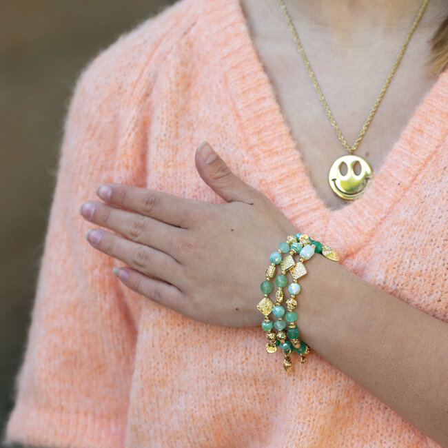 Biba Mint groene kralen armband met hart