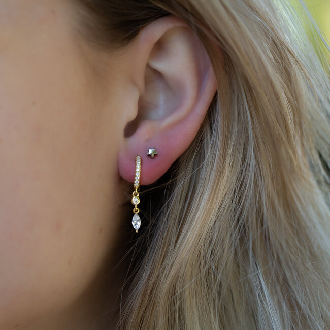 Goldplated zirconia  oorbellen sparkle steentjes