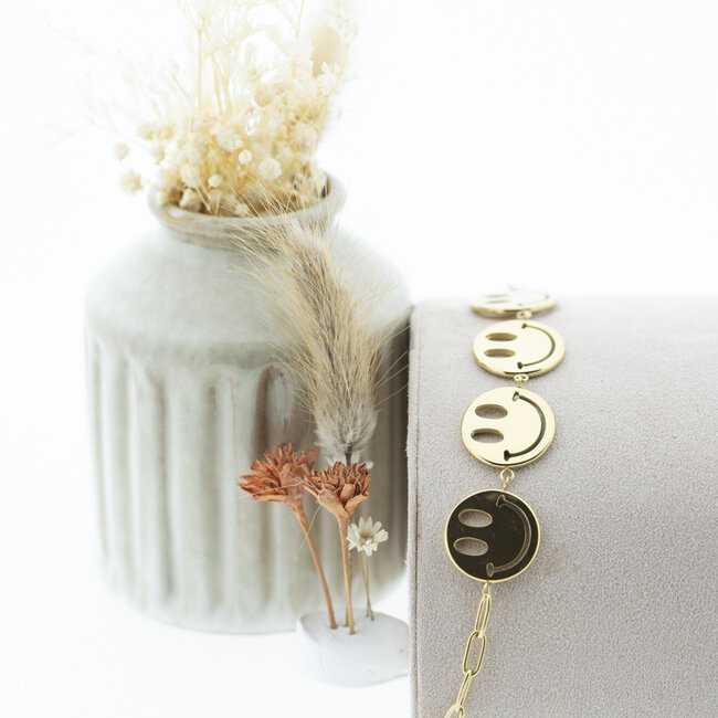Beadle Armband goud met smileys