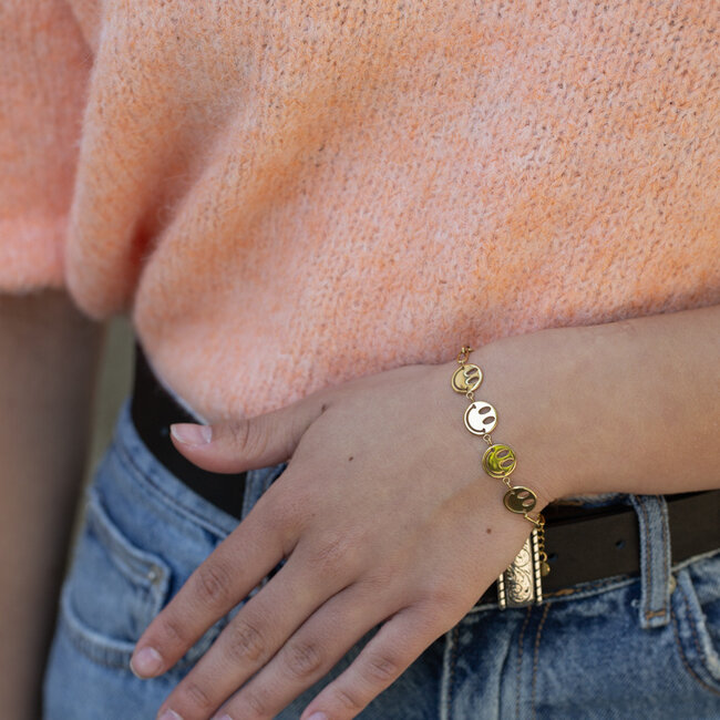 Beadle Armband goud met smileys