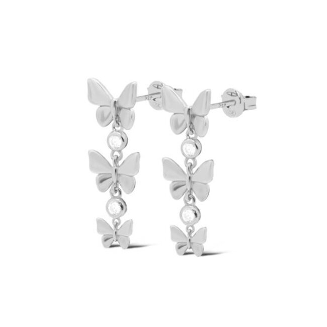 Echt zilver crystal zirconia vlinder oorbellen