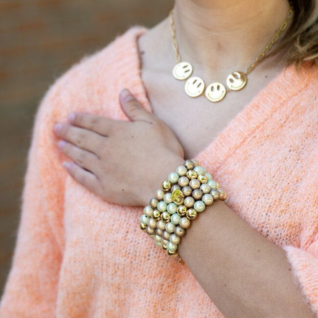 Biba Miracle beads armband in mint groen taupe