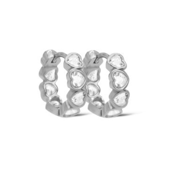 KARMA Echt zilver zirconia hart allover oorbellen
