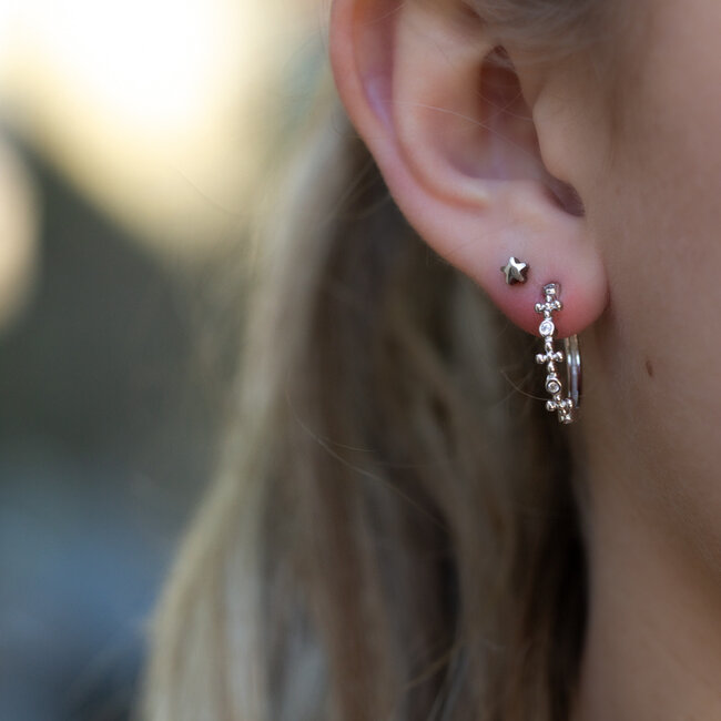 Echt zilver zirconia hoop oorbellen