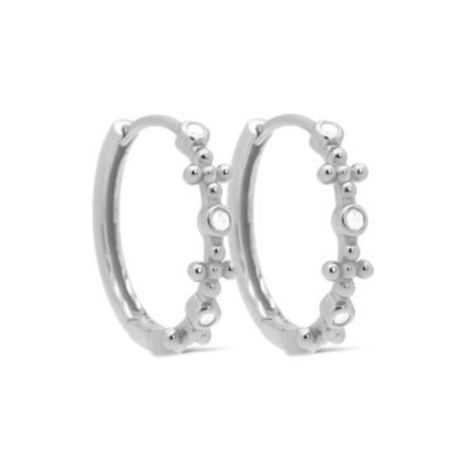 Echt zilver zirconia hoop oorbellen