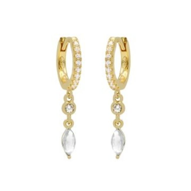 Goldplated zirconia  oorbellen sparkle steentjes