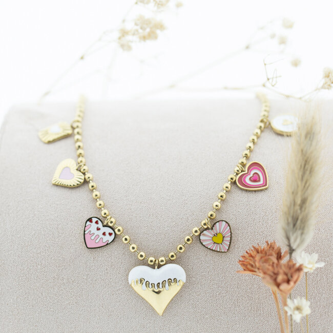 Beadle Alles is liefde Schakelketting met harten