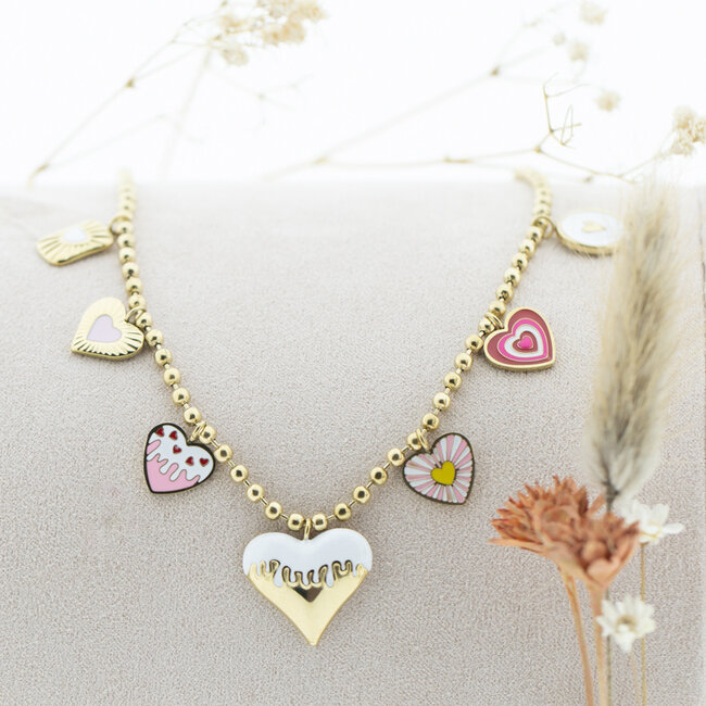 Beadle Alles is liefde Schakelketting met harten
