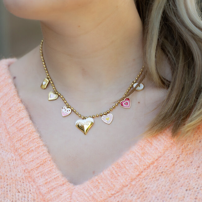 Beadle Alles is liefde Schakelketting met harten