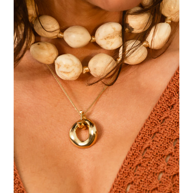 Stainless steel goud ketting met opvallende hanger