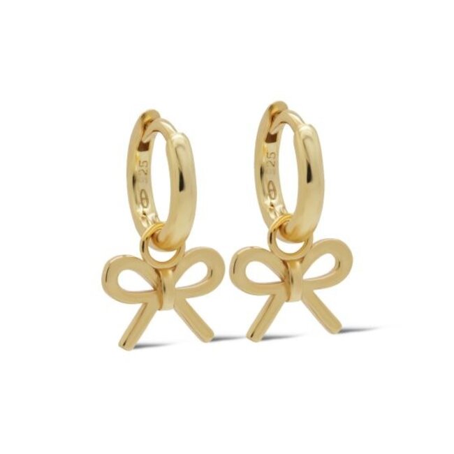 Goldplated zirconia strik bow oorbellen