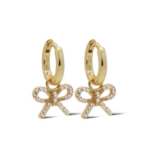 Goldplated zirconia strik bow oorbellen