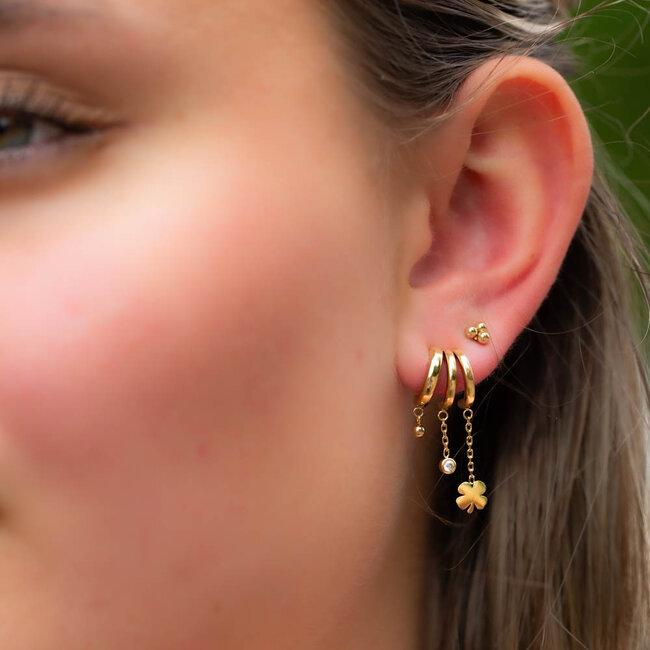 ZAG  Bijoux Goud oorbellen met klaver en crystal steentje
