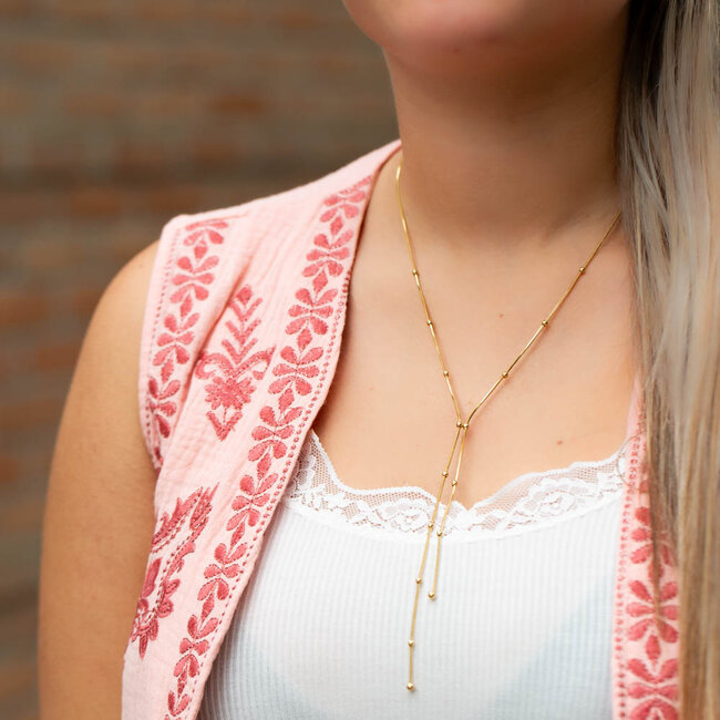 Stainless steel goud ketting met bolletjes