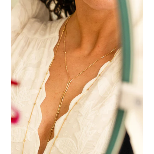 Stainless steel goud ketting met bolletjes