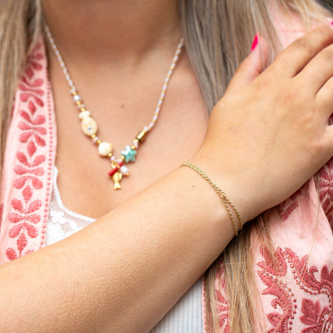 Armband met schakel en knoop verbinding