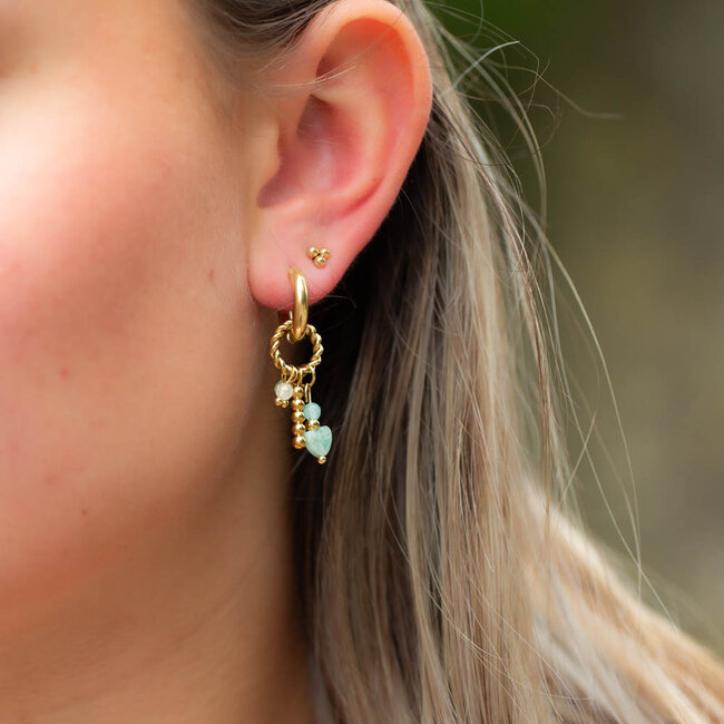 Day & Eve by Go Dutch Label Goud mint hart bedel oorbellen