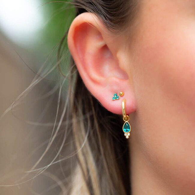KARMA Goldplated zirconia Teal Blauwe oorbellen