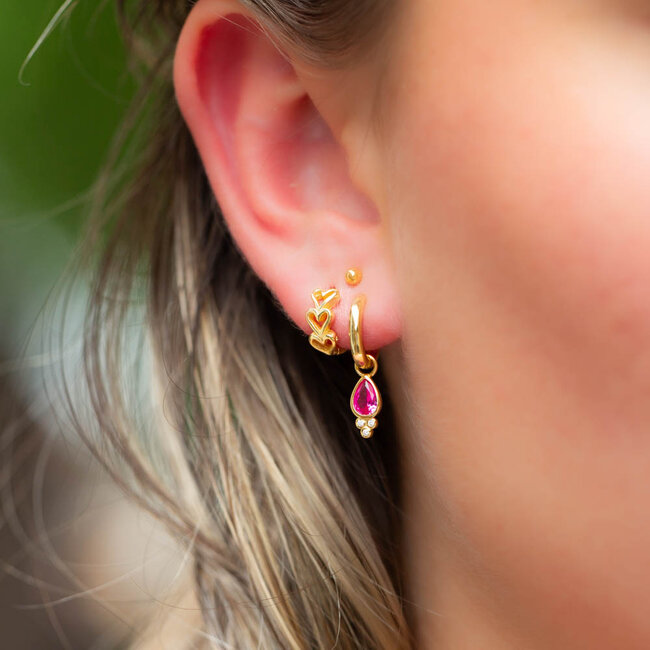 Goldplated zirconia druppel of harten oorbellen