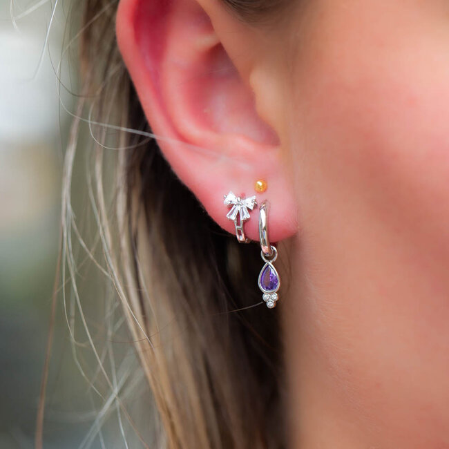 Echt zilver  zirconia  druppel of strik oorbellen
