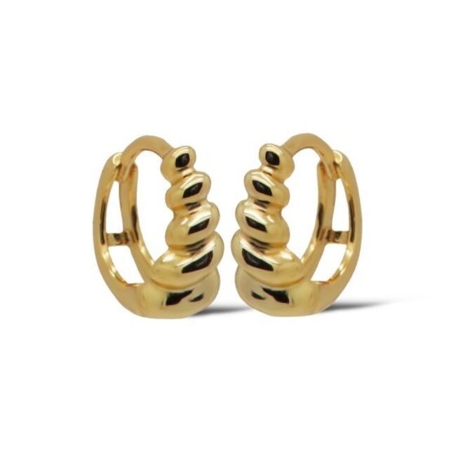 KARMA Roze, groene zirconia blaadjes oorbellen of gedraaide creolen