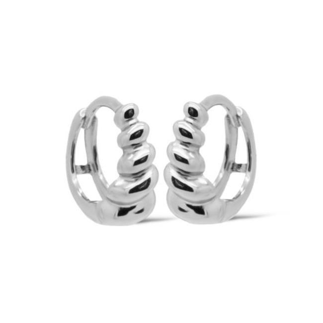 Echt zilver  zirconia  blaadje of croissant oorbellen