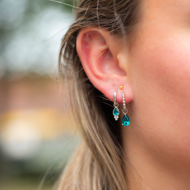 Echt zilver zirconia  Teal Blauwe druppel oorbellen