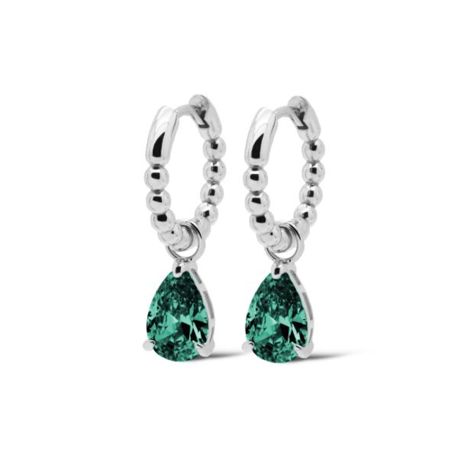 KARMA Echt zilver zirconia  Teal Blauwe druppel oorbellen