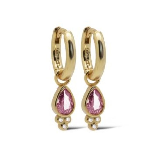 Goldplated zirconia druppel of harten oorbellen