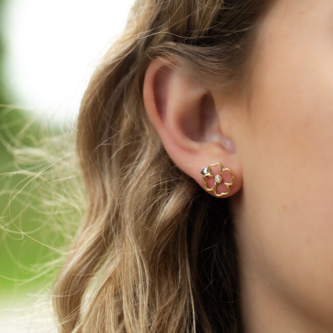 ZAG  Bijoux Stijlvolle Gouden oorbellen met open bloem