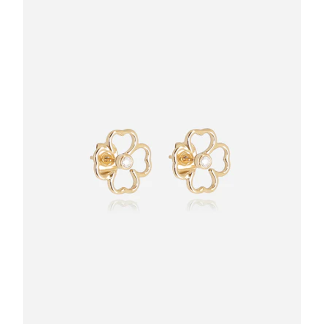 ZAG  Bijoux Stijlvolle Gouden oorbellen met open bloem