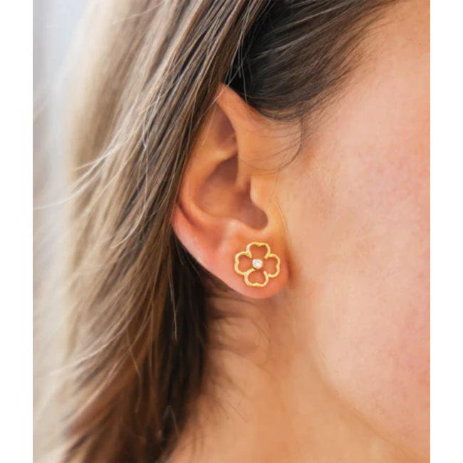 ZAG  Bijoux Stijlvolle Gouden oorbellen met open bloem