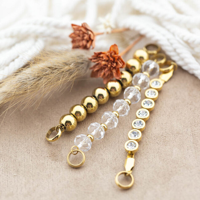 IXXXI Connect schakels crystal steentjes of kralen goud