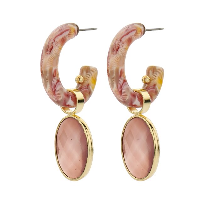 Biba Oorstekers met resin ring en roodbruine hanger