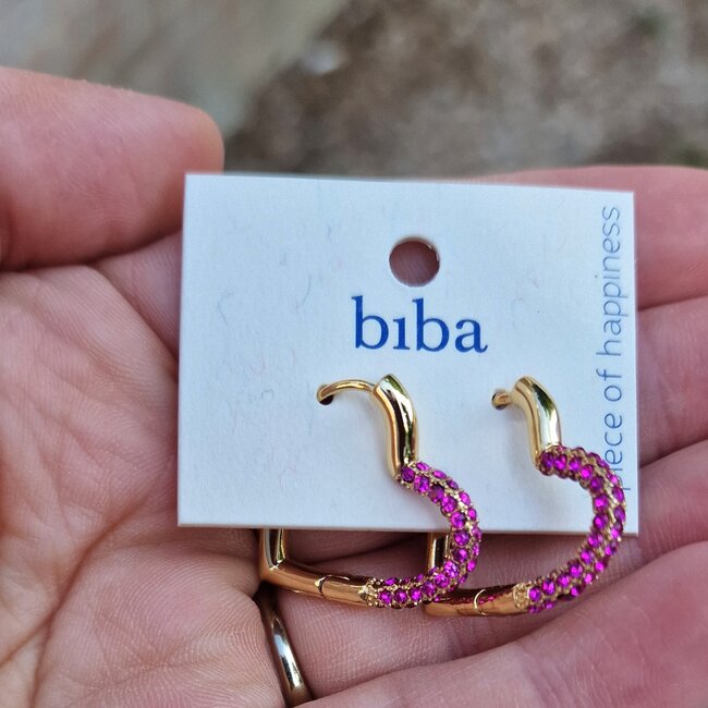 Biba Paarse hart oorringen