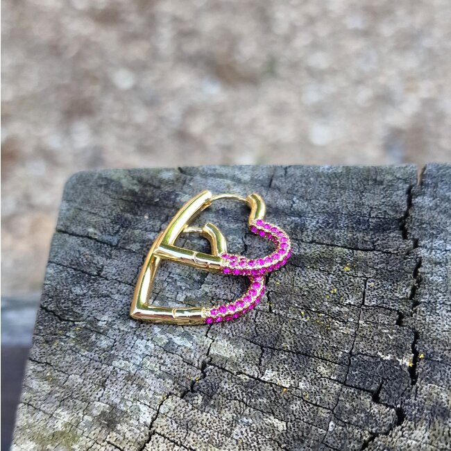 Biba Paarse hart oorringen