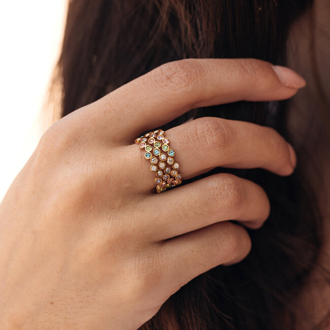 IXXXI Flora Amor Goud gekleurde steentjes ring