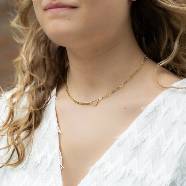 Beadle Ketting fijne schakels met hart