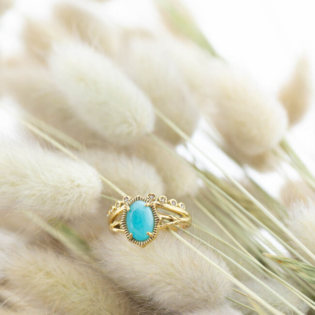 Beadle Turquoise ovaal steen ring