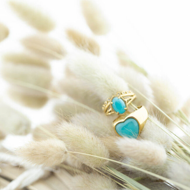 Beadle Turquoise ovaal steen ring