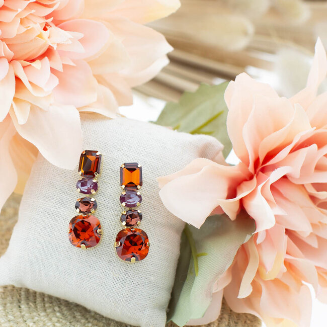 Biba Bruine crystal sparkle oorbellen