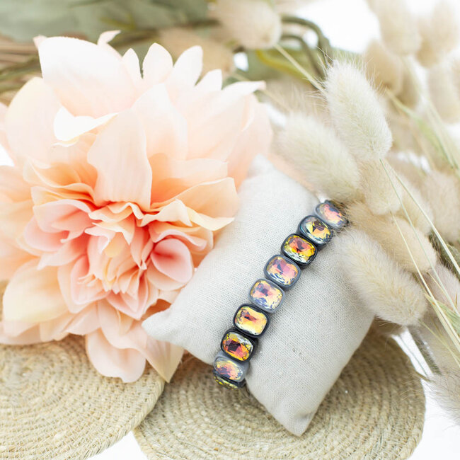 Biba Shine bold opvallende glitter stenen zwarte armband