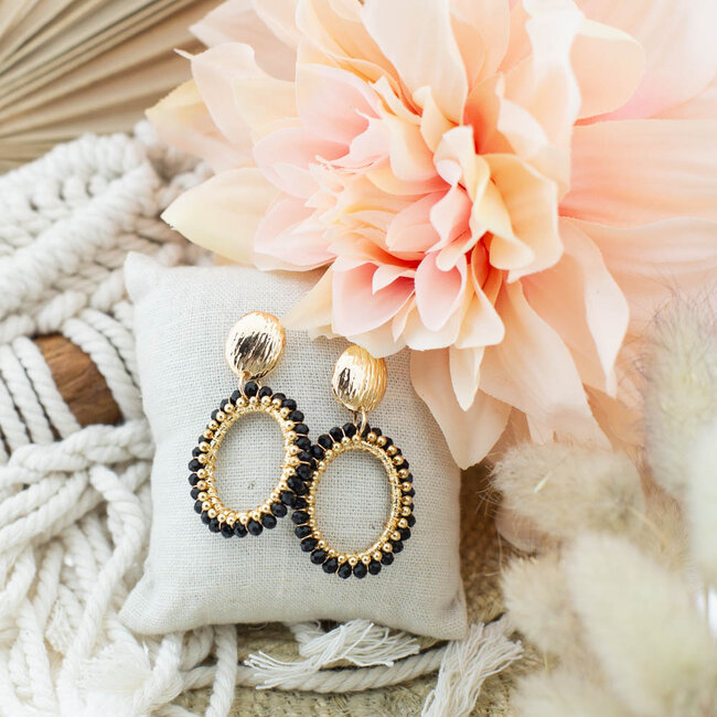 Biba Makkelijke tijdloze zwarte party oorbellen