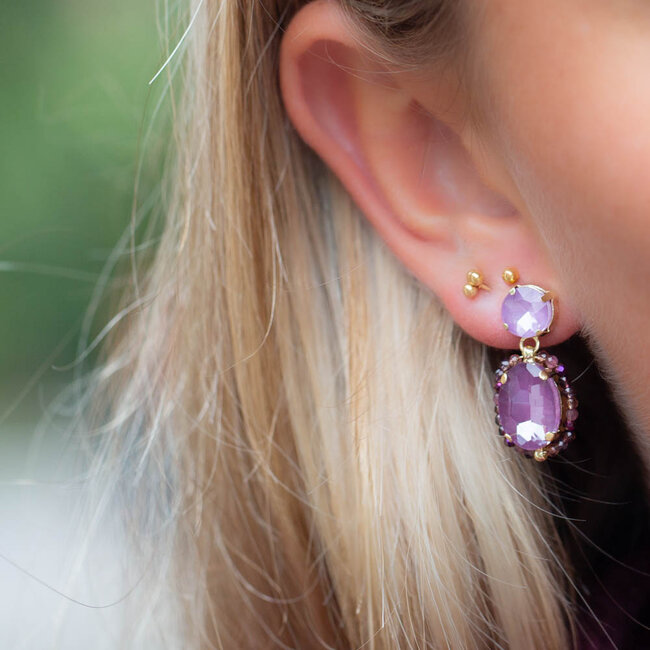 Biba Lila paarse crystal dreamy oorbellen
