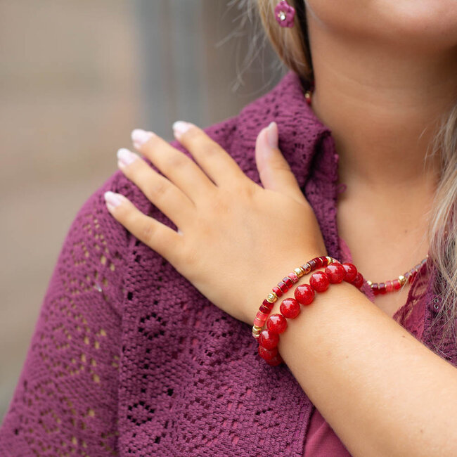 Rode steen of glitter armbanden