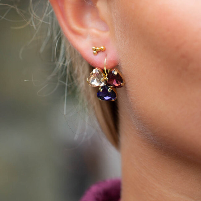 Biba Paars aubergine crystal oorbellen