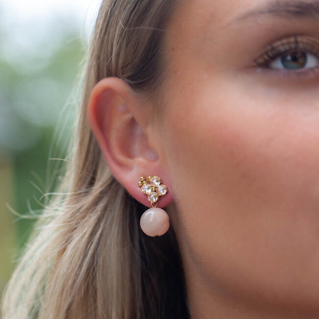 Crystal bloem oorbellen naturel